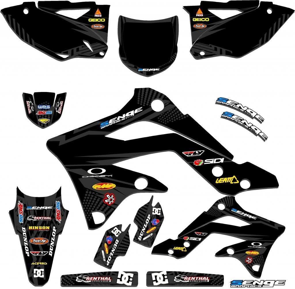 2002-2009 KLX 110 Mayhem Black Senge Graphics Complete Kit Compatible with Kawasaki