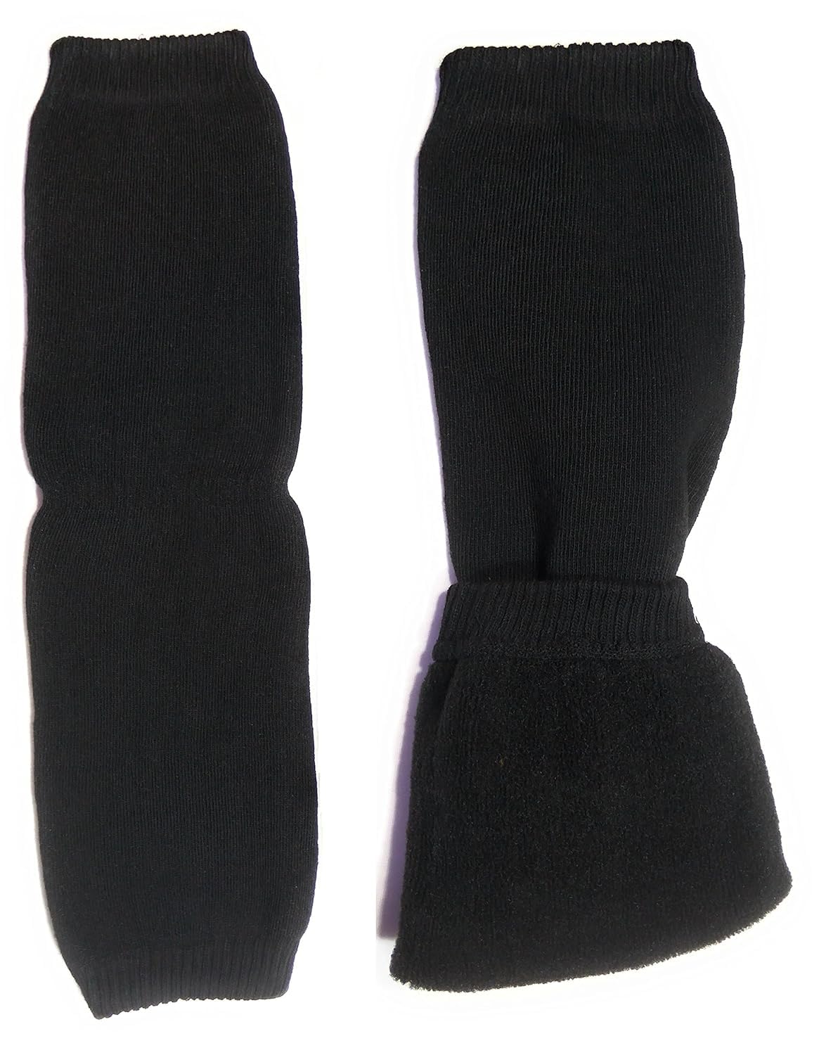 Navjai Woolen Thermal Warm Leg Warmers and Fingerless long Sock for Protective Knee Cap for Winter Wear Girls & Women Leg Warmer Knee High Footless Socks Pack of 1 Pair (Black, Free) 1