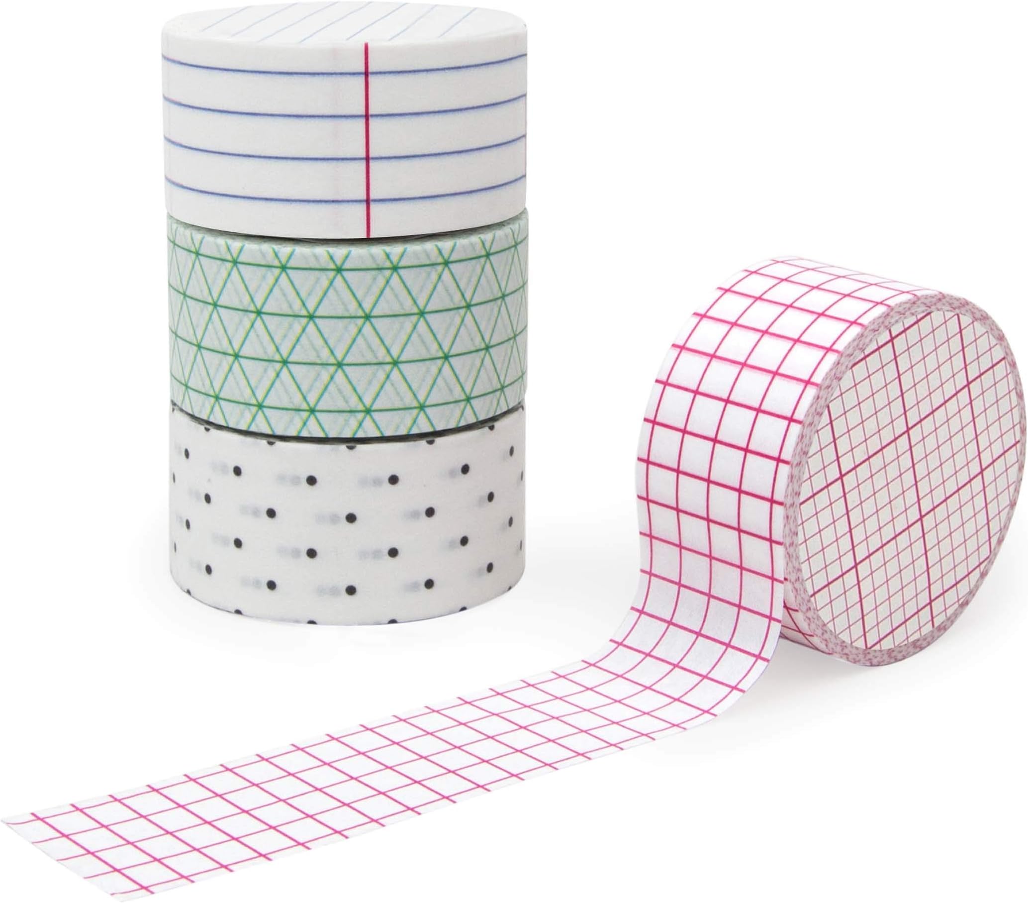SUCK UK Memo Washi Tape | Art Supplies | Decorative Paper Masking Tape | Coloured Adhesive Tape | Set of 4 Cool Selotape Rolls | Craft Supplies | Scrapbooking Accessories | Japanese Stationery, Multi