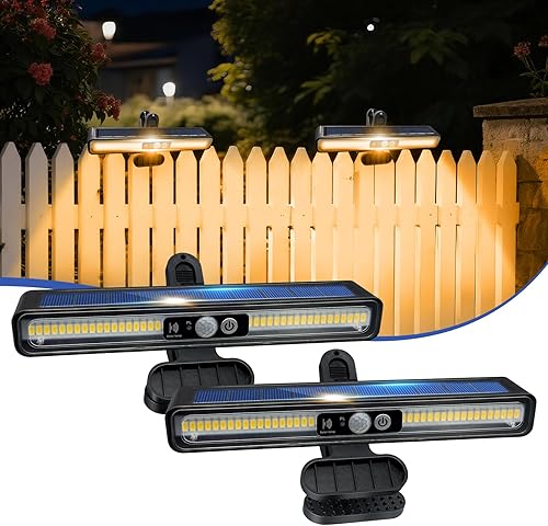 Luces solares de movimiento con clip para exteriores, 36 LED 6500K impermeables, 2 paquetes de 3 modos de luces de seguridad para valla, patio, disponible en Yaxa Costa Rica
