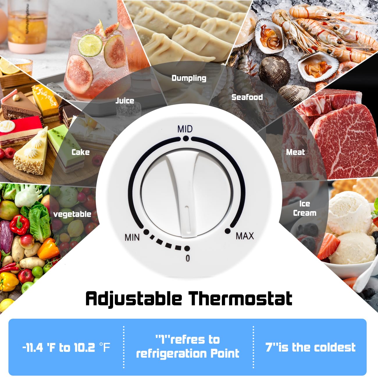 Deep Freezer 7 Cubic Feet, Chest Freezer 7.0 Cu. Ft, Smeta Freezer Chest Garage Ready, Freezing Machine For Home And Kitchen With Removable Basket Thermostat Control For Apartment, White on Fridge.com - View 6