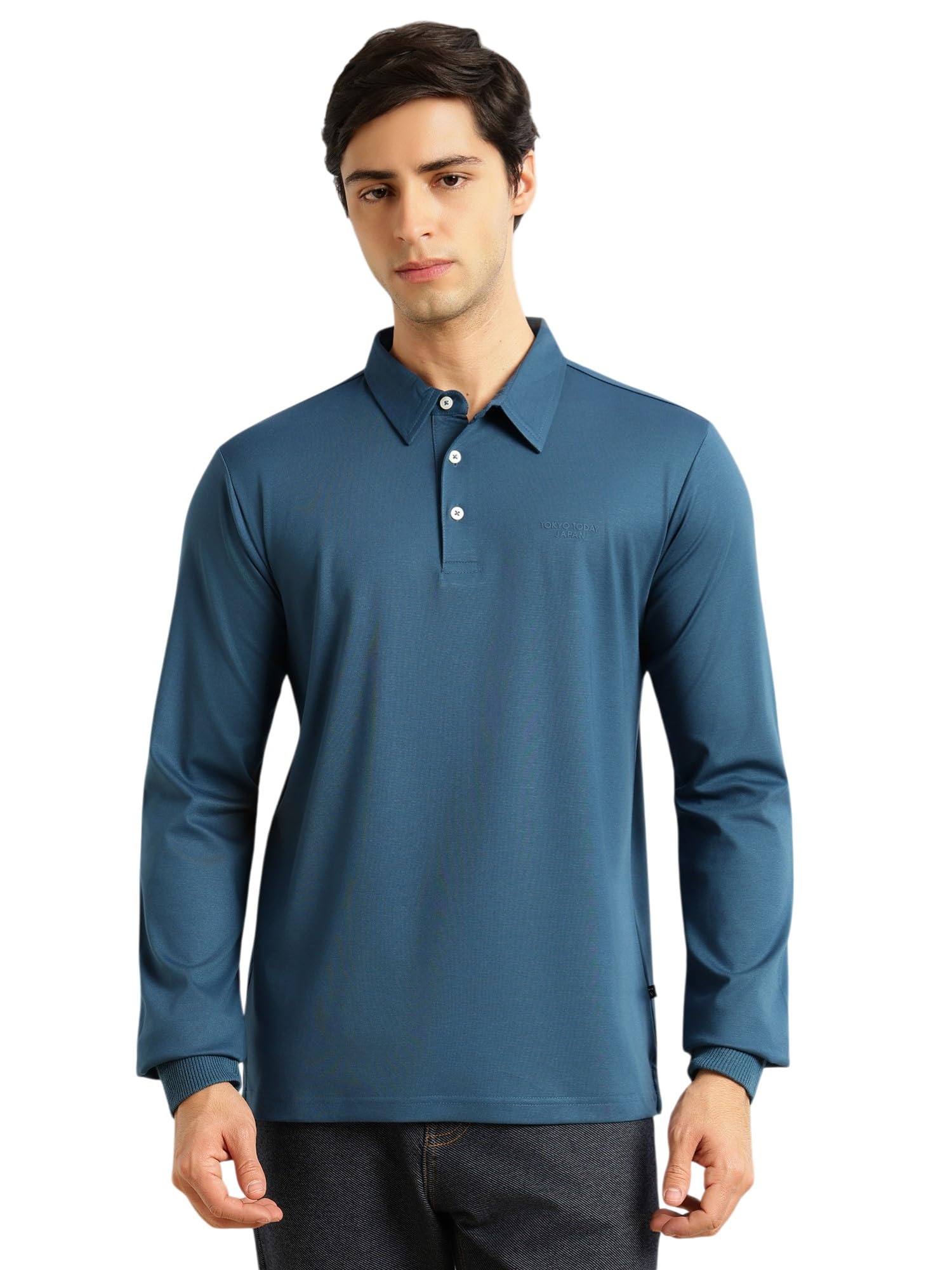 thomas scott Men's Regular Fit Polo Performance T-Shirt | Viscose Rayon Fabric | Solid Knitted Polo Collar | Long Sleeves | Soft, Breathable & Comfortable Casual Wear for Men-picture-22