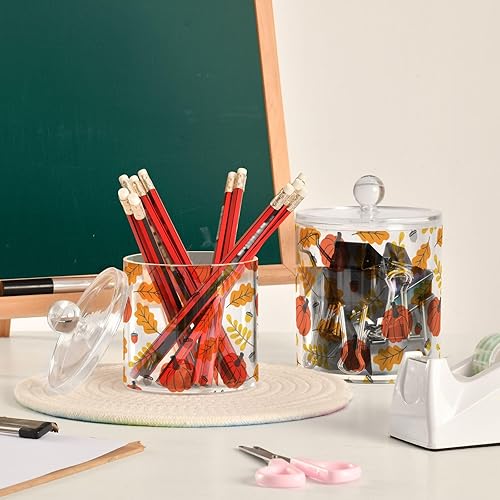 Miniatura 6 de Tarros de calabazas de otoño con tapas, tarros de almacenamiento, recipientes de baño, recipientes de lavandería, contenedor redondo de algodón para