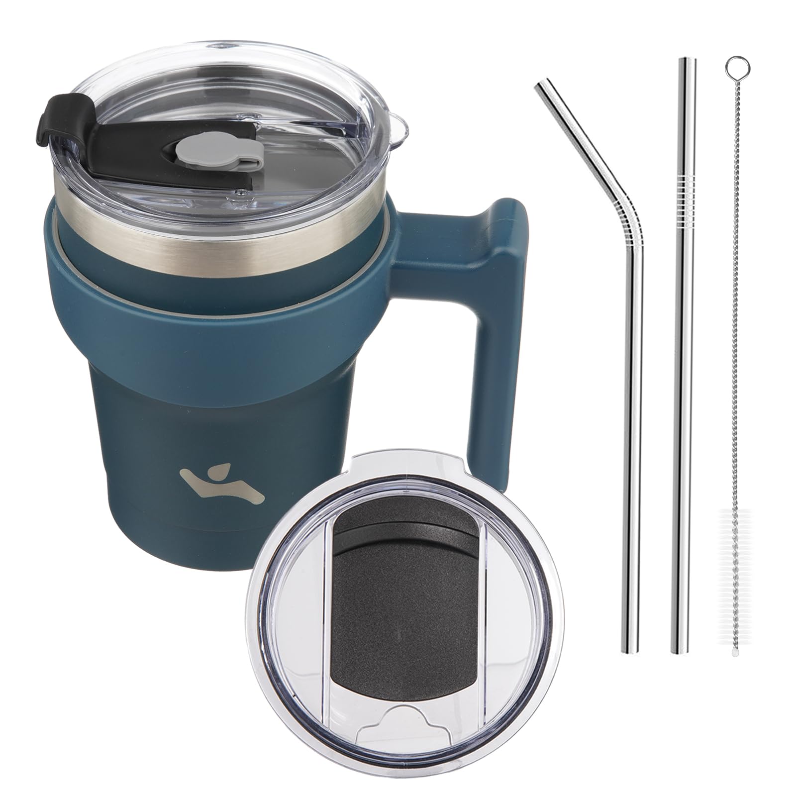 Konokyo 10 oz Tumbler with Handle and Straw, Insulated Travel Mug