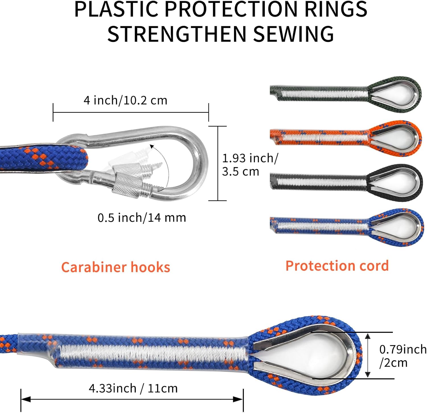 NewDoar 14KN Static Climbing Rope 8mm(5/16in) Accessory Cord Equipment 33FT(10M) 66FT(20M) 98FT(30M) 165FT(50M) Escape Rope with 2 Carabiners for Ice Climbing Equipment Fire Rescue Rope-Blue/30M