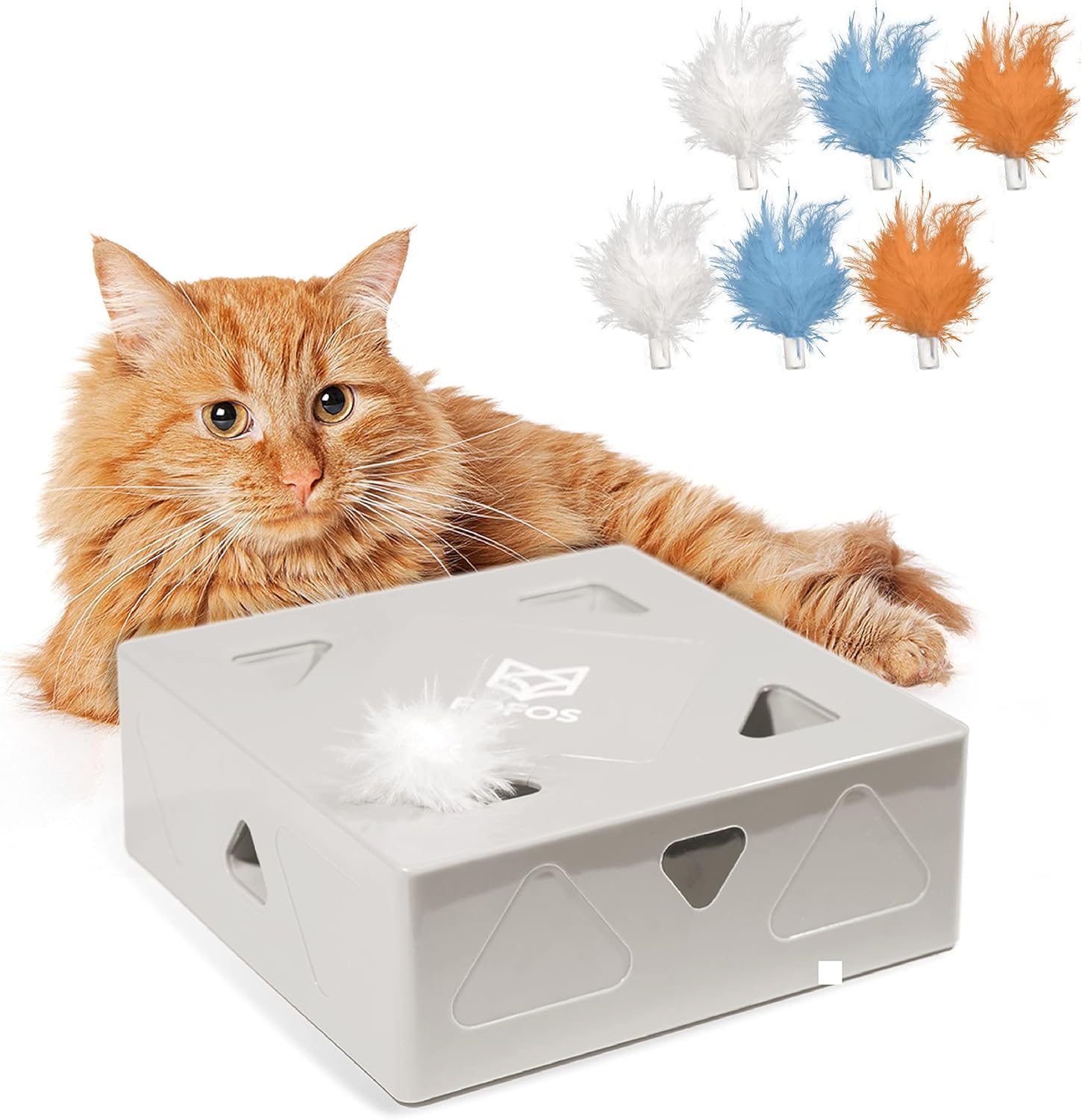 FOFOS Scatola per gatti, giocattolo interattivo con penna intelligente, penna colorata brillante a nascondiglio con gatto. Rilevamento intelligente dell'avvicinamento del gatto per giocare