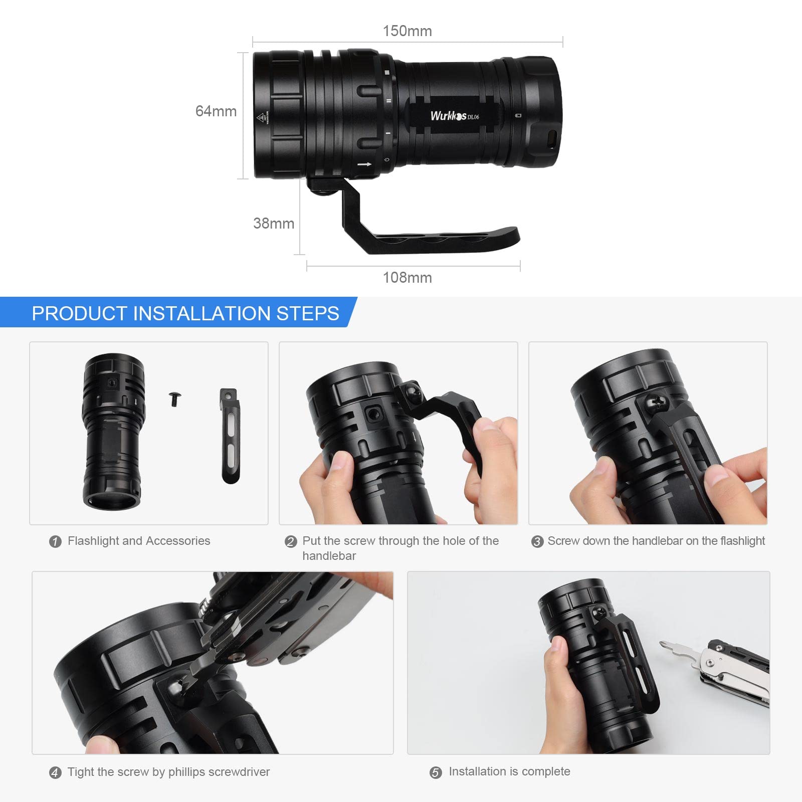 Amazon.co.jp: Wurkkos ダイビングライト、15000ルーメン DL06 LED