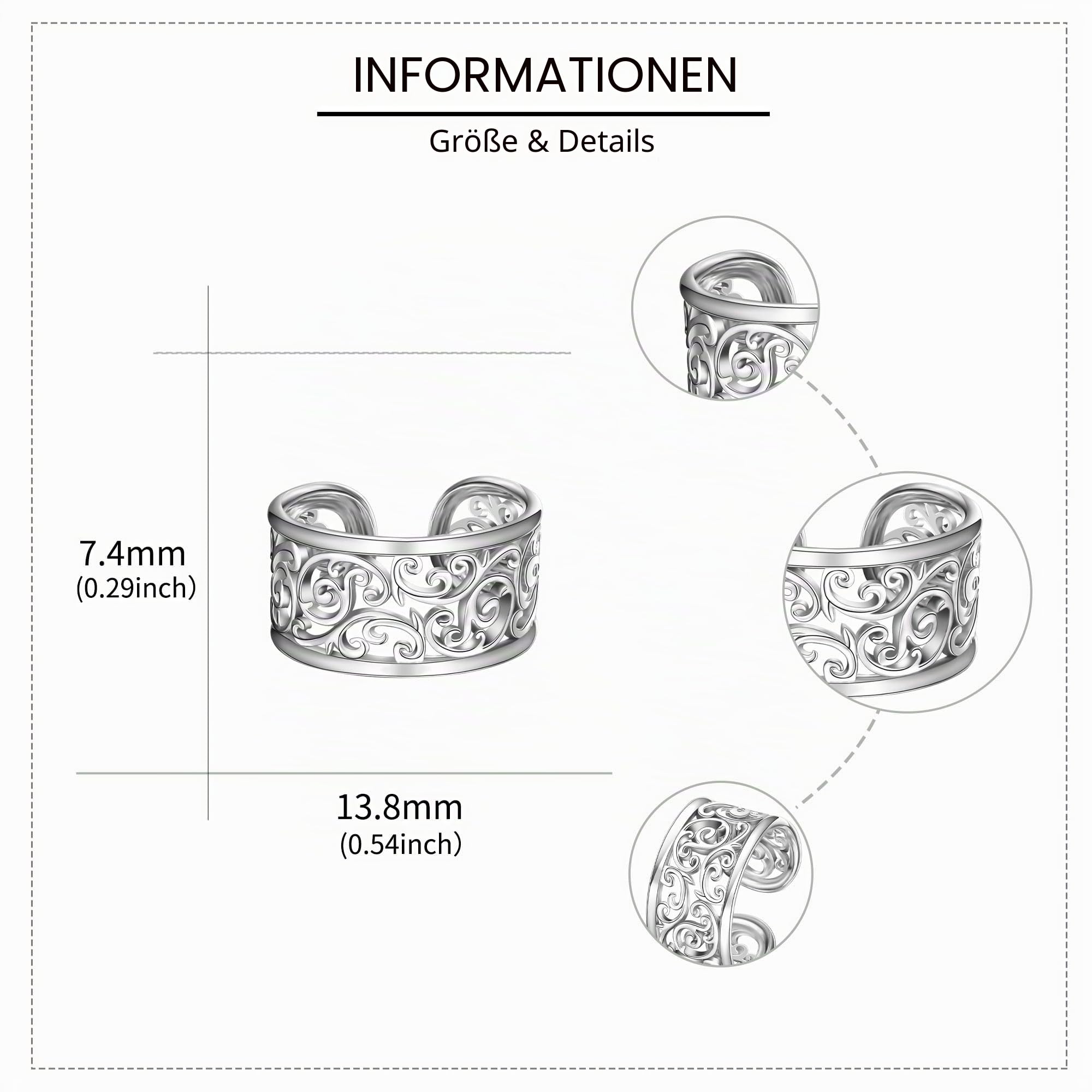 Filigrane Ohrmanschetten 925 Sterling Silber Vintage Filigran Clip auf Ohrringe Non Piercing Schmuck Geschenke für Frauen