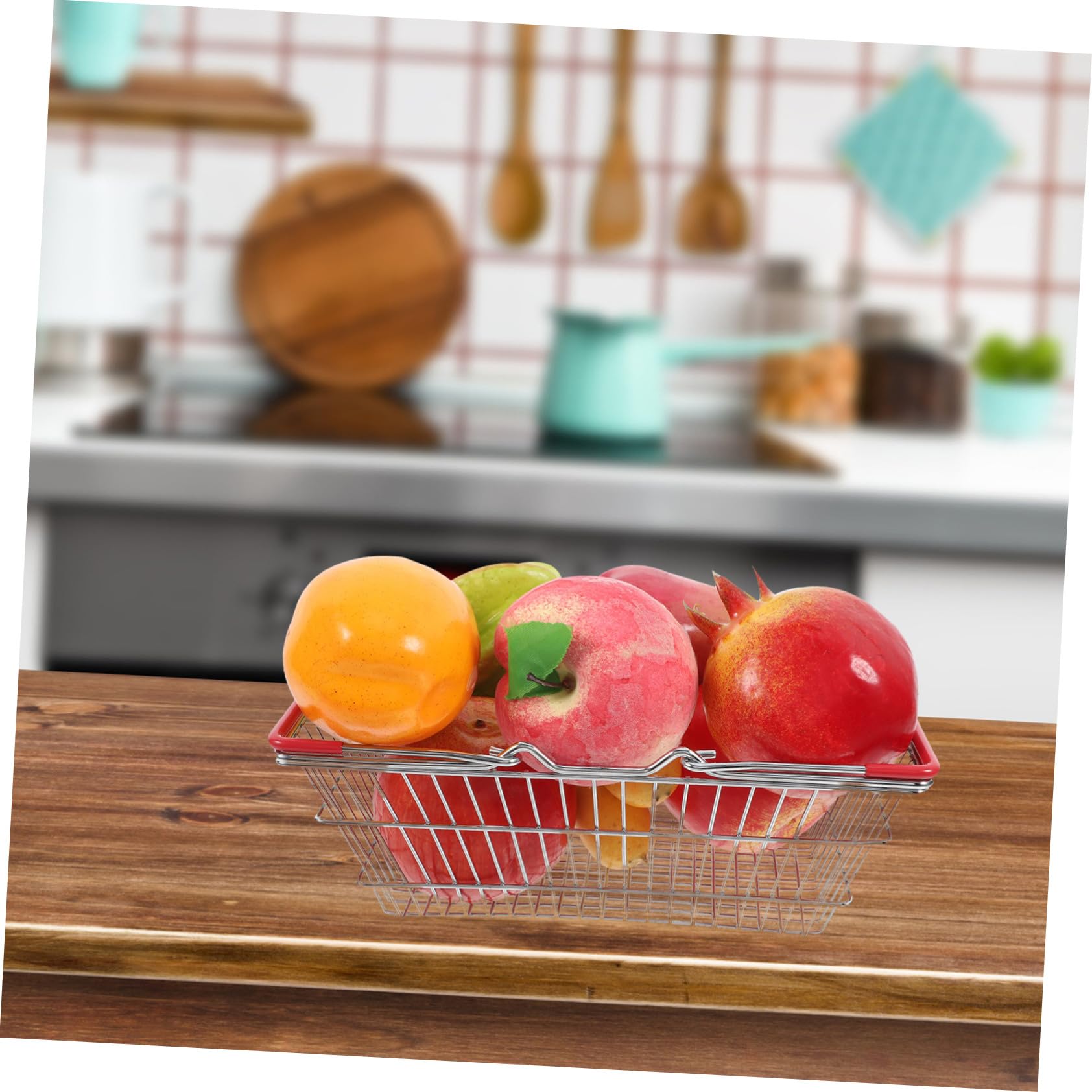 Mini Panier de Rangement Fer Panier de Courses Garçon Fille Portable Rangement Maille pour Jouets et Accessoires Marchande Garçon Fille