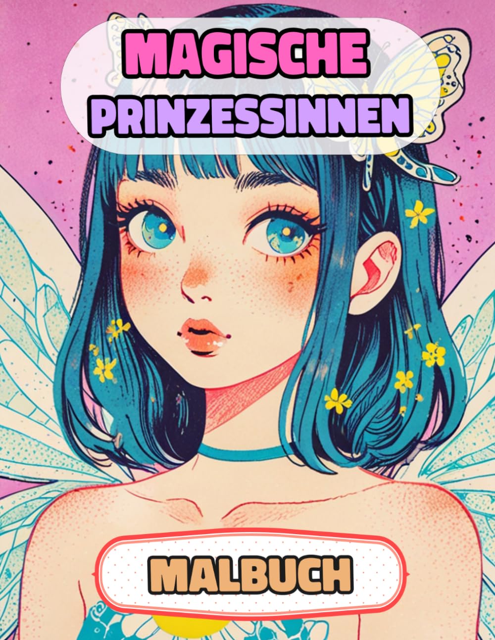 Magische Prinzessinnen Malbuch: Farbung Seiten Von Fantasy Königinnen Mythischen Königlichen Frauen Majestät Feen Märchenfiguren Meerjungfrauen ... Stressabbau | Für Kinder Erwachsene