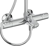 Ideal Standard Ceratherm T25 Sistema doccia, soffione doccia a risparmio idrico con getto variabile e protezione antiscottatura, flessibile doccia 1750 mm – Cromato (315x487,5x1498 mm) - 4