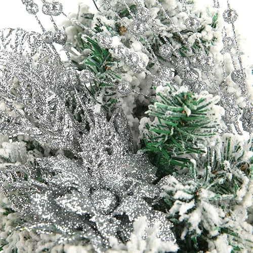 Vista 4 de ROSELEAF 28 Pack Christmas Tree Ornaments, Artificial Glitter Berry and Flowers Stem Silver Branches Picks for Xmas Tree Decoration Gift Small Vase