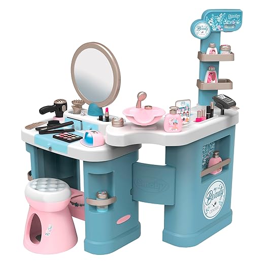Smoby - My Beauty Center- Centro De Belleza Con 3 Zonas, Cosmética, Peluquería Y Caja Mostrador, Incluye 32 Accesorios, Para Niños A Partir De 3 Años, Medidas Montado: 97.5 X 51.4 X 100.2 Cm