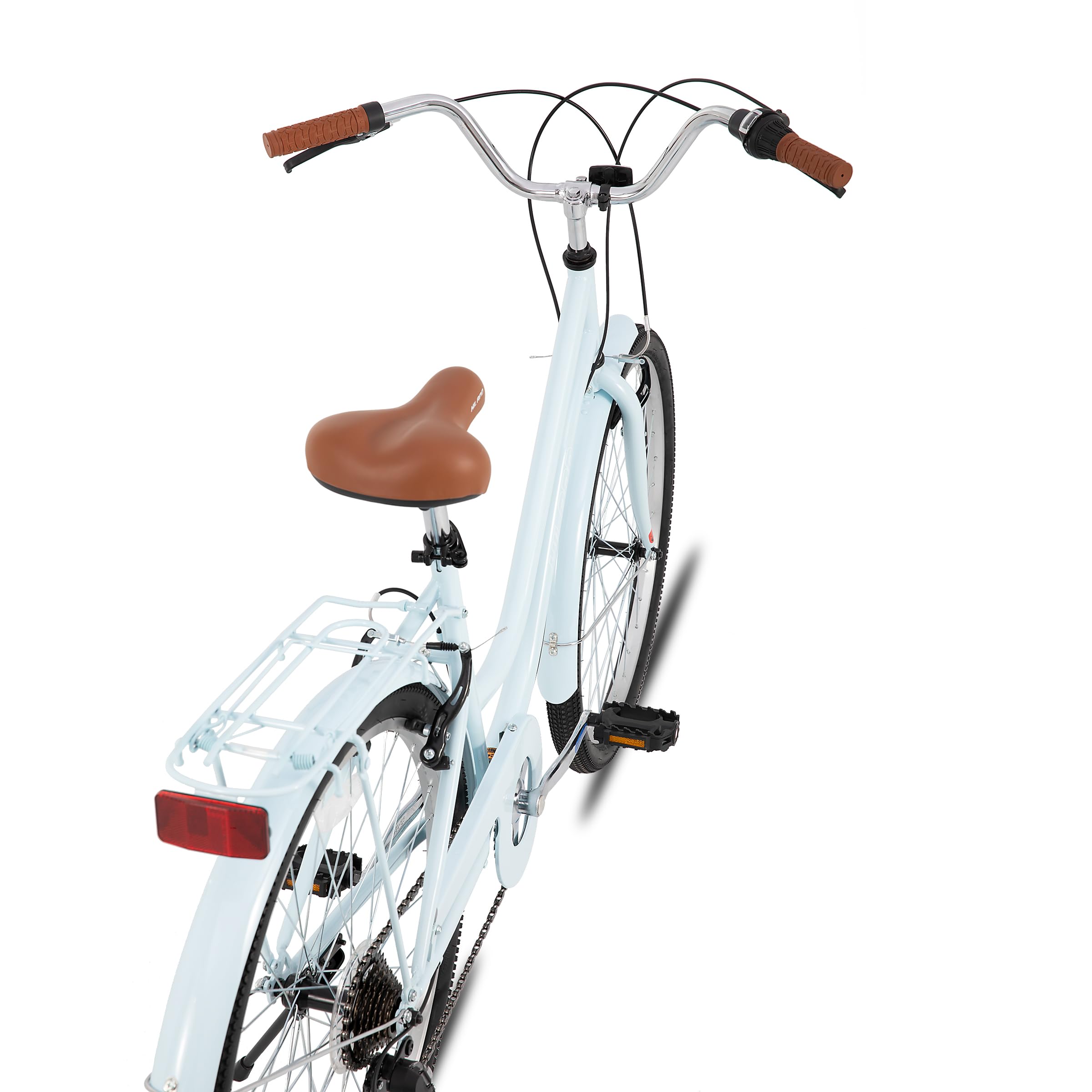 Hiland Beach Cruiser Bike 26 pouces pour hommes et femmes, cadre step-Through Vélo de ville pour adultes avec porte-bagages et panier, pour homme et femme, 7 vitesses