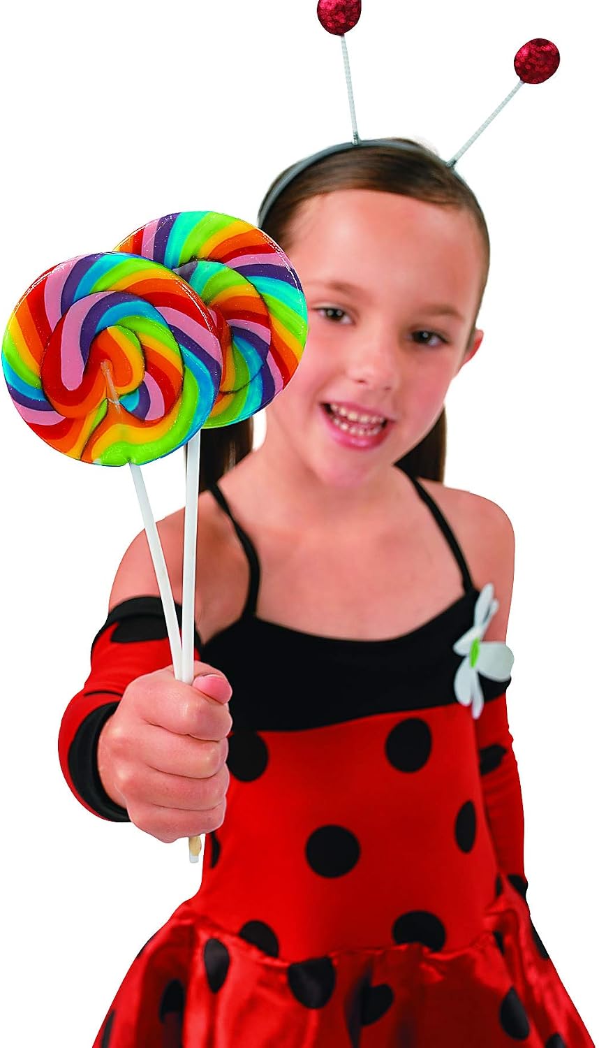 Fun Express Swirl Lollipops, Large, 2 3/4-Inch Suckers, 6-Inch Plastic Stick, Cherry, VBS Vacation Bible School Supplies/Decor Pack of 12