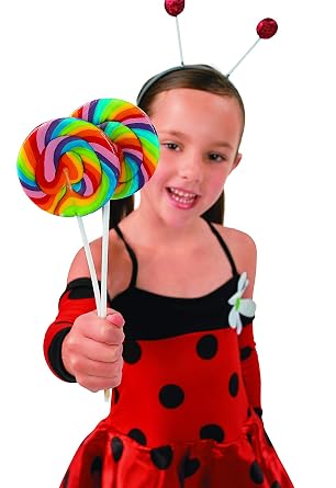 Fun Express Swirl Lollipops Bulk 12 Pack - Large Rainbow Suckers Individually Wrapped Candy for Birthday Party Favors, Halloween Treats & Candy Buffet | Cherry Flavor Kids Lollipop on 6 Inch Stick