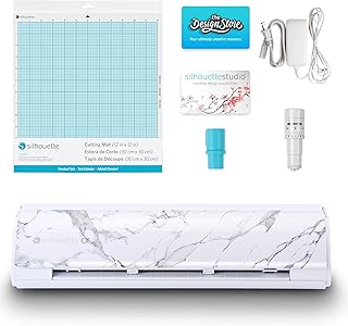 Cameo 5 Alpha (α) - Smart Cutting Machine for Print & Cut - Quiet Operation with AutoBlade, Studio Software, Cutting Mat, Vinyl, Paper & Fabric Compatible - Bianco Carrara