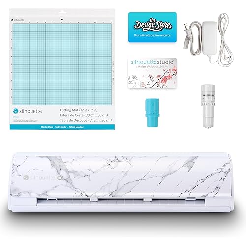 Silhouette America Cameo 5 Alpha (α) - Smart Cutting Machine for Print & Cut - Quiet Operation with AutoBlade, Studio Software, Cutting Mat, Vinyl, Paper & Fabric Compatible - Bianco Carrara