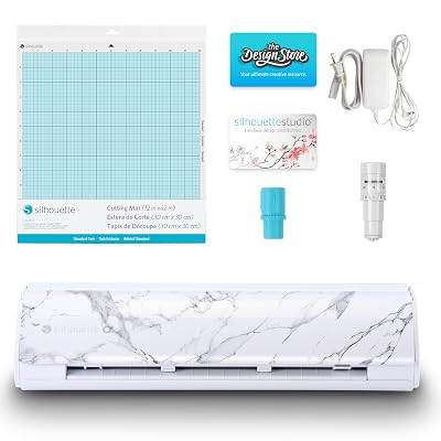 Silhouette America Cameo 5 Alpha (α) - Smart Cutting Machine for Print & Cut - Quiet Operation with AutoBlade, Studio Software, Cutting Mat, Vinyl, Paper & Fabric Compatible - Bianco Carrara