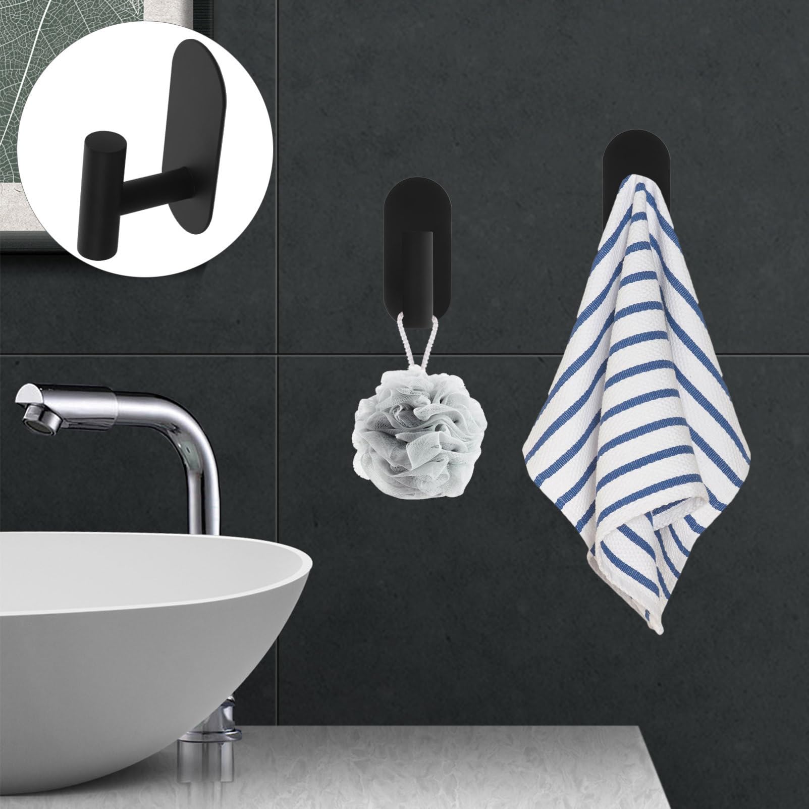 SHINEOFI 3 Series Gancho Adhesivo De Acero Inoxidable Manos Gancho Pegajoso Ganchos Para Colgar Ganchos De Pared Decorativos Ganchos De Baño Con Estilo Black 2 Piezas X 3