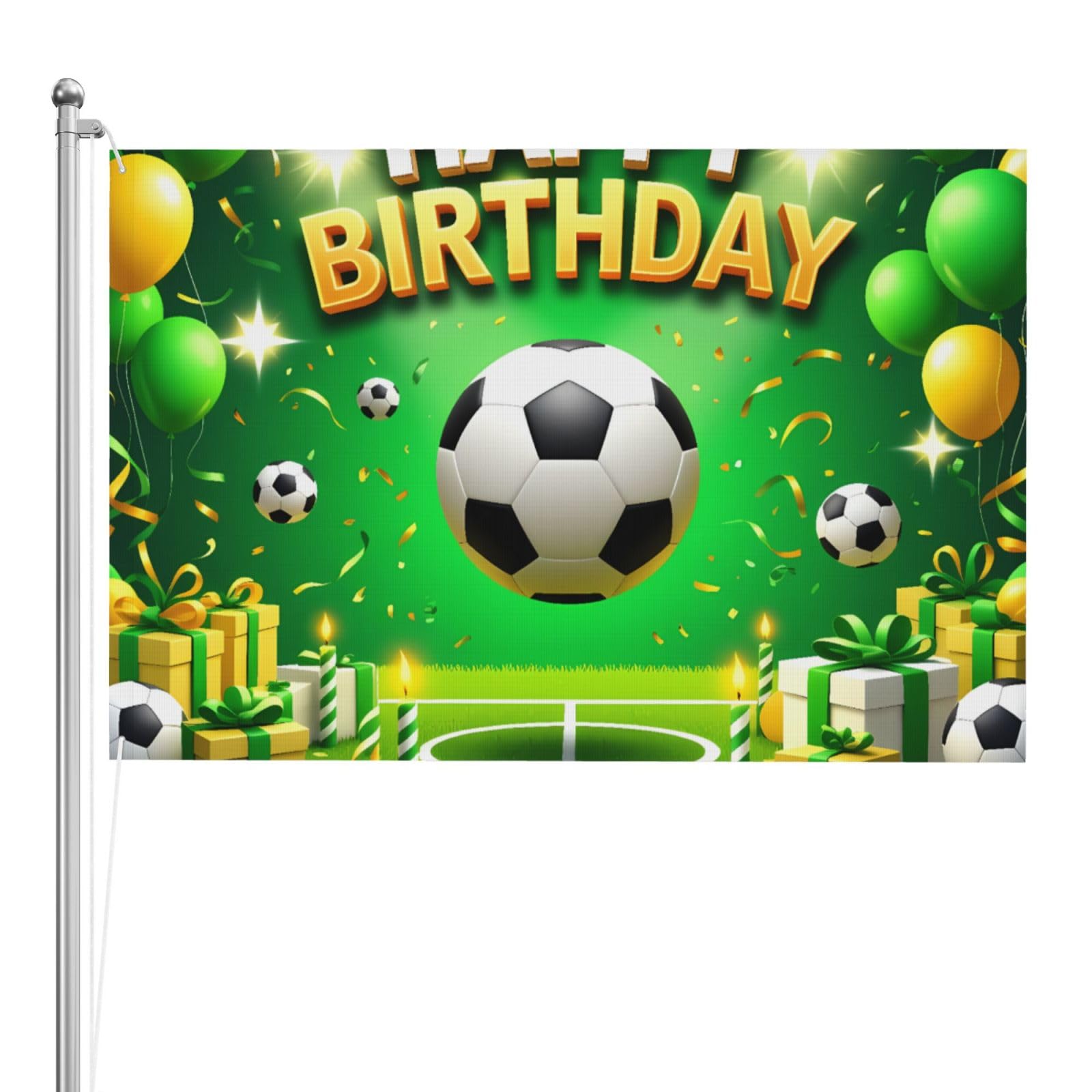 Drapeau anniversaire football en polyester robuste aux couleurs vives double face