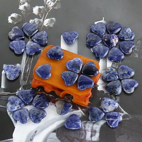 Miniatura 6 de Piedras de corazón de lapislázuli naturales pulidos, cristales y piedras curativas de cuarzo a granel para Wicca, Reiki, energía curativa, piedras