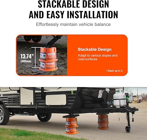 Miniatura 5 de VEVOR Bloque de remolque para gato, capacidad de 2000 libras por bloque de nivelación de RV, bloques estabilizadores de polipropileno para caravana,