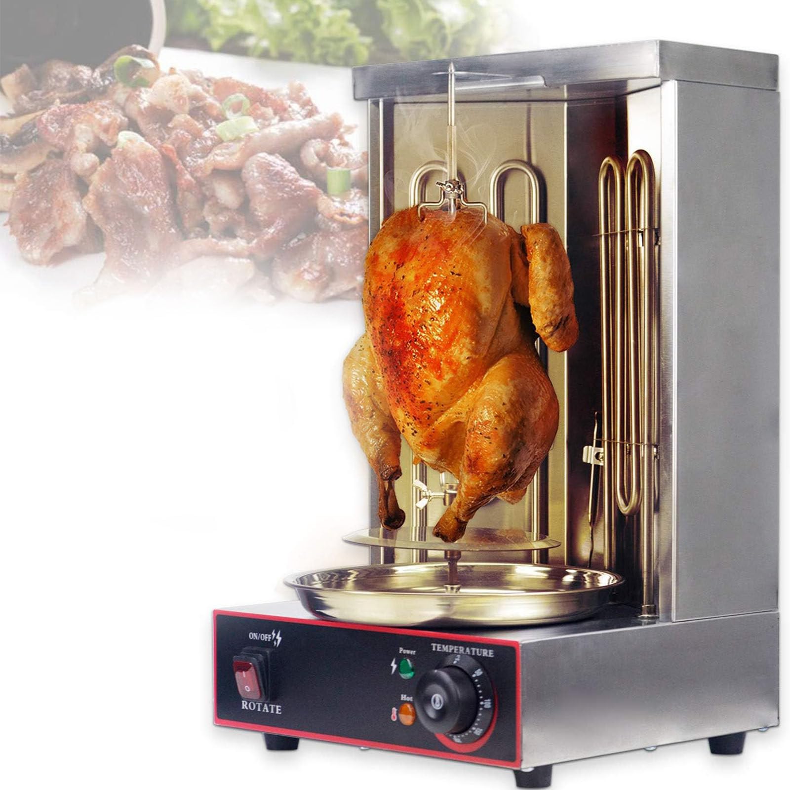 Grill Machine, Elettrico Doner Kebab Macchina Griglie Rotanti Polli da Carne Verticali Pastor Grill Machine, per Arrosto di Pollo, Arrosto di Tacchino, Tacos, Arrosto, Manzo,220V