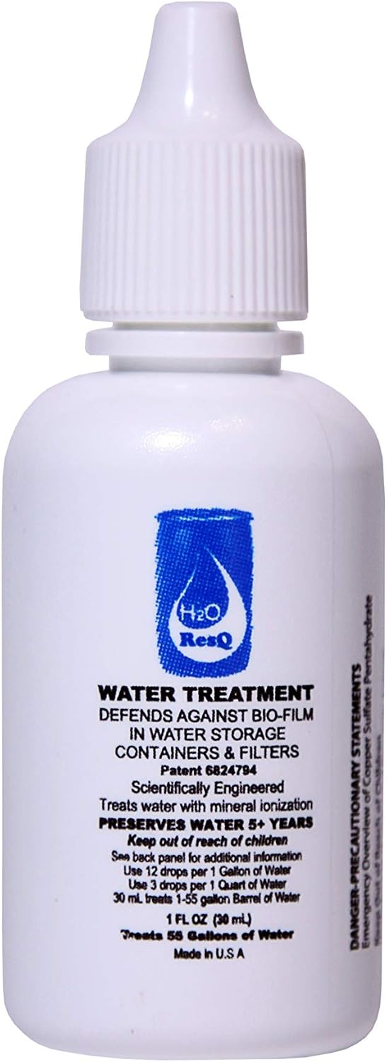 H2O ResQ Water Storage, Natural and Patented Formula, Treats 55 Gallons, Keeps Water Fresh for 5 Years