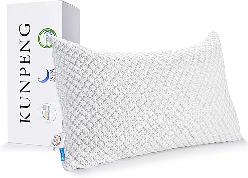 KunPeng Almohadas de cama para dormir, almohadas refrescantes de espuma viscoelástica ajustables con funda de bambú, apoyo para el alivio del dolor