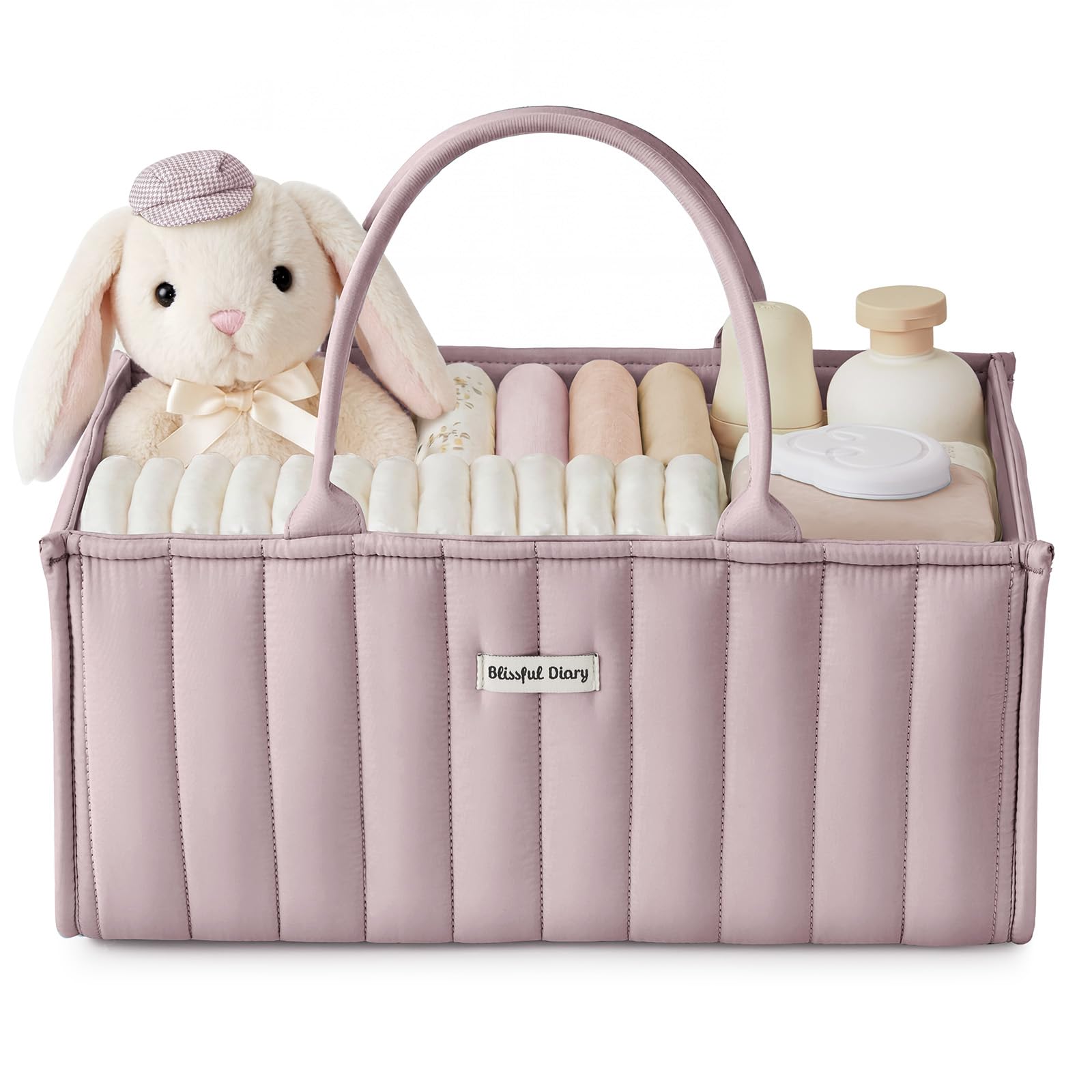 Blissful Diary Organizador de pañales para bebé, elegante cesta de