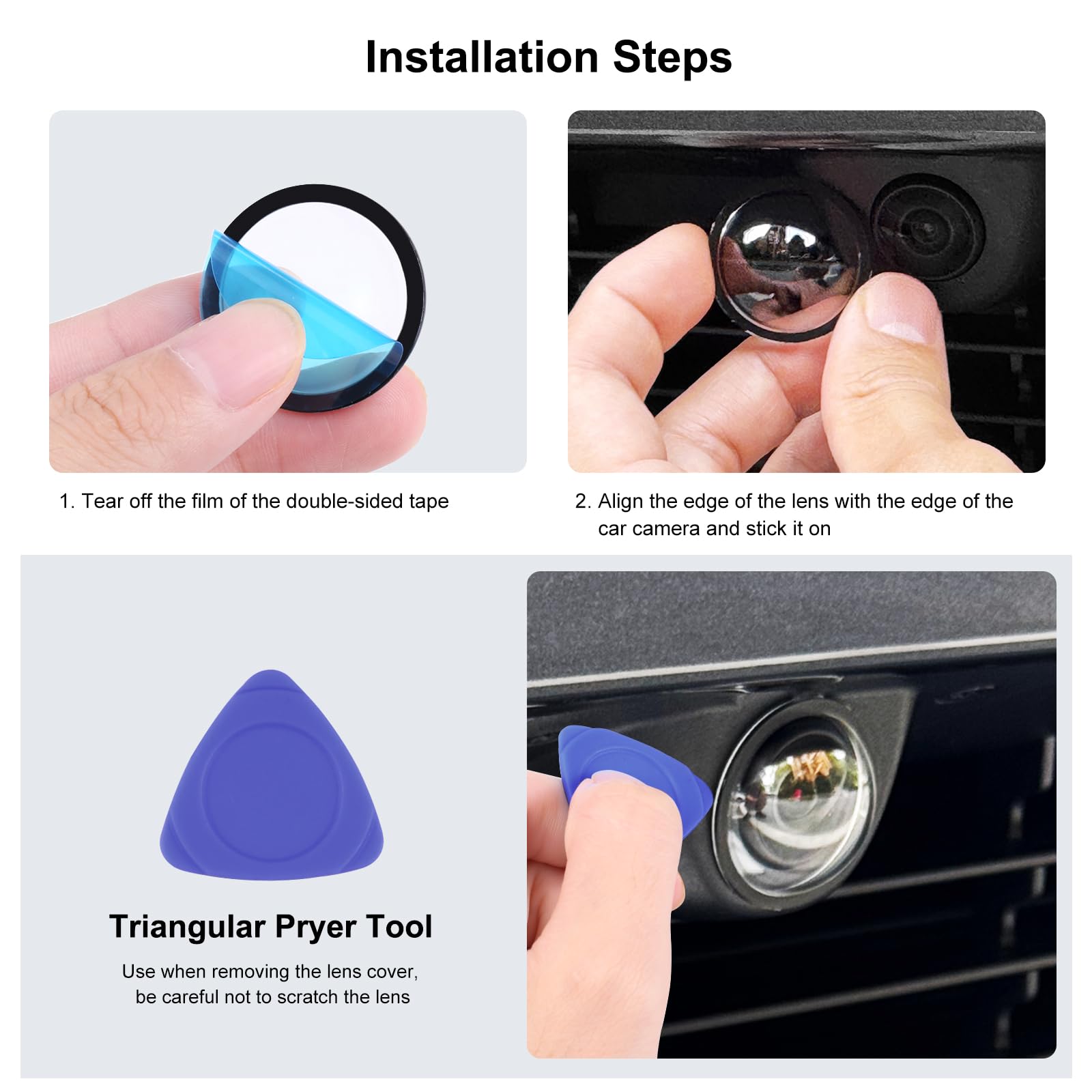 PULUZ Protection d'objectif pour Tesla Cybertruck 2025 / modèle Y Juniper 2025 / S 2025 / 3 2025 Caméra de pare-chocs avant, kit de protection d'objectif PC