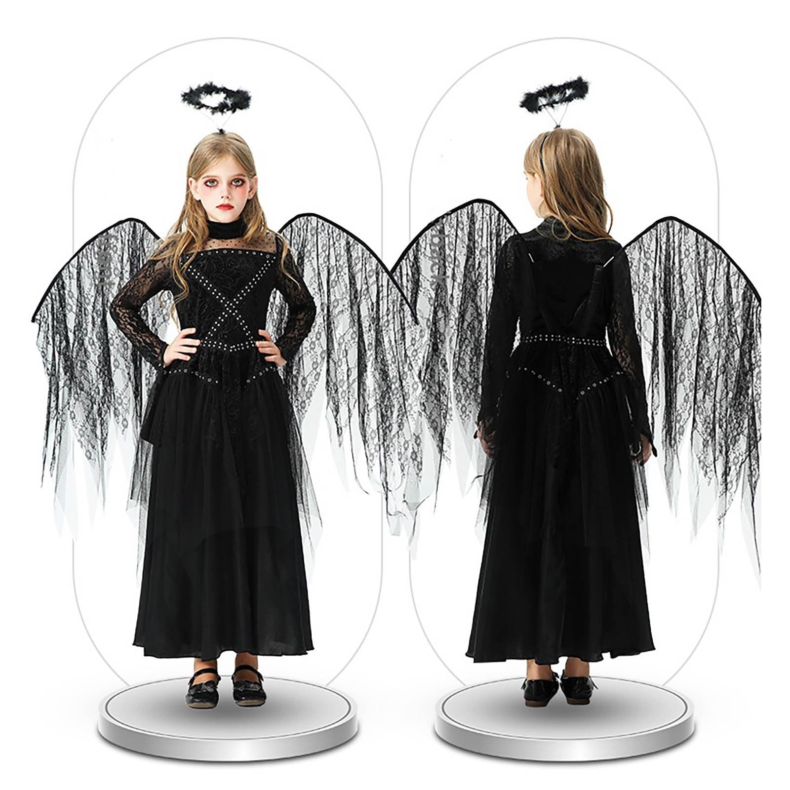 Genérico Disfraz Halloween NiñA 3 AñOs,Disfraces De Halloween Para NiñAs Estilo áNgel Oscuro Estilo Europeo Y Para NiñOs