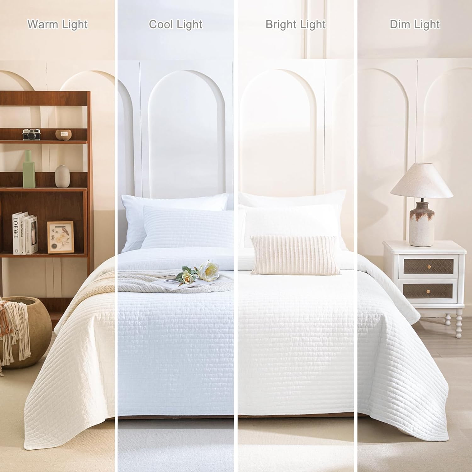 Masaca White Oversized King Quilt 120x120,Lightweight Oversized King Bedspread,3 Piece Extra Large Modern California King Coverlet Set Ultra Soft - Image 6