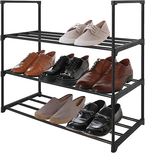 Americanflat Organizador de zapatos, estante de almacenamiento de 3 niveles con marco de acero resistente, ideal para armarios, entradas o garajes,