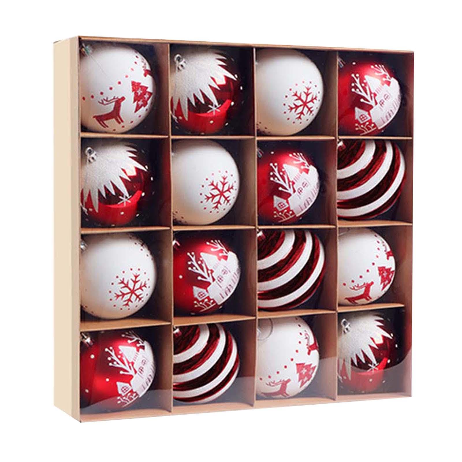 16 Weihnachtskugeln, Ornamente, Christbaumkugeln, Partyzubehör, Christbaumschmuck, für Kränze, Girlanden, Feiertage, Jubiläen, Rot und weiß