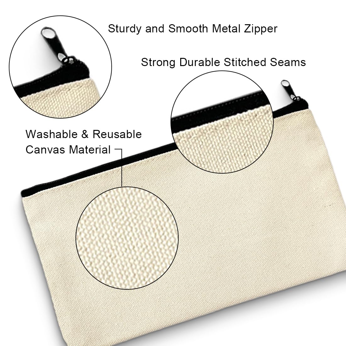 12 Borse In Tela Bianche Vuote Con Cerniera - Per Trucco, Pittura, DIY, Regali - Foto 8