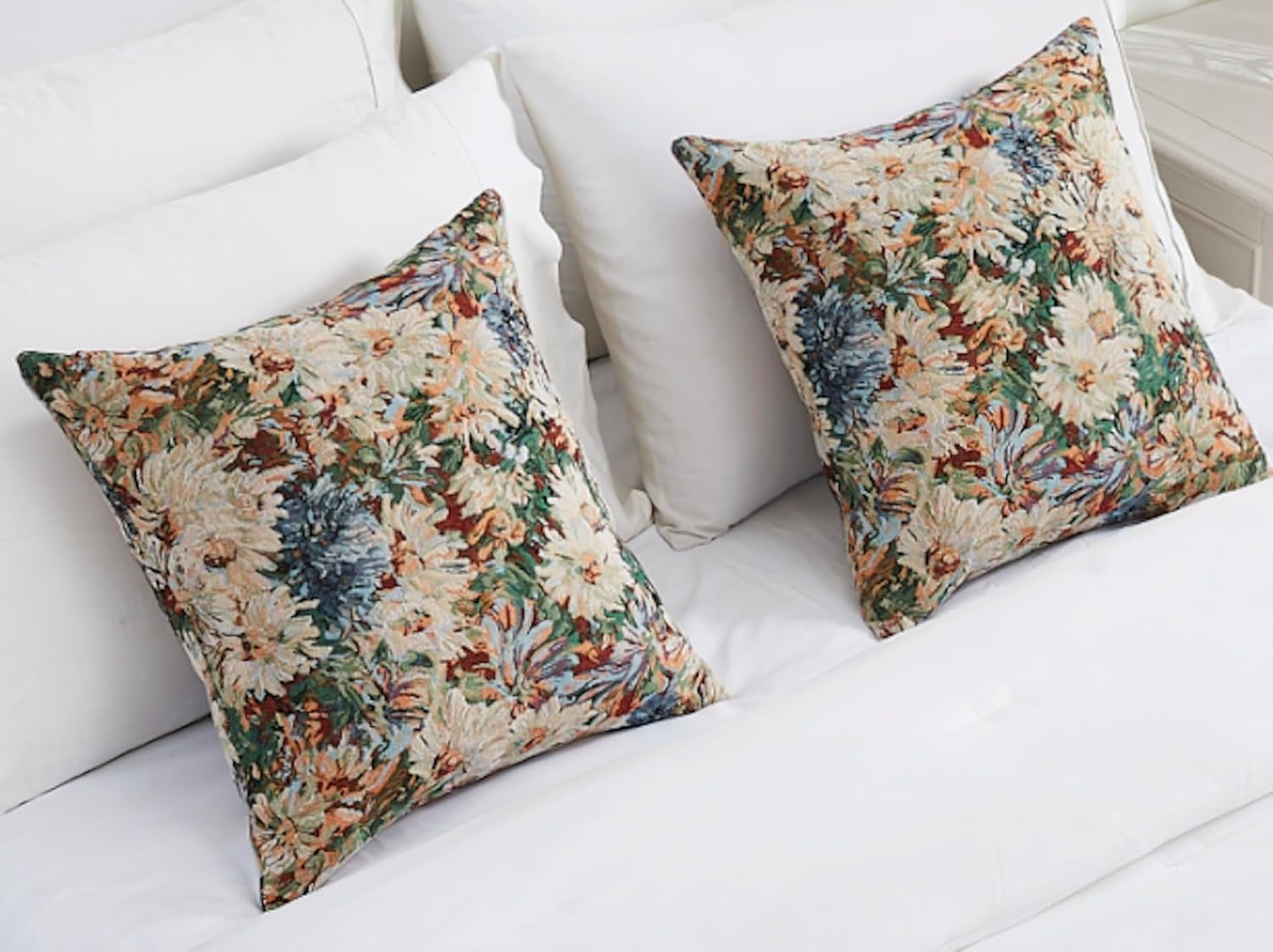 Warm Home Designs 20 x 20 Throw Pillow Covers Set of 2. Decorative Floral 20x20 Pillow Cover for Couch Cushions, Living Room Sofa or Bed is Embroidered with Intricate Mums Design. DIP Mums Cover 20