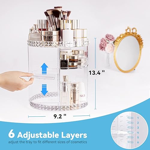Miniatura 2 de Kingtaily Organizadores de cuidado de la piel para baño, organizador de almacenamiento de maquillaje transparente con organizador de paleta de