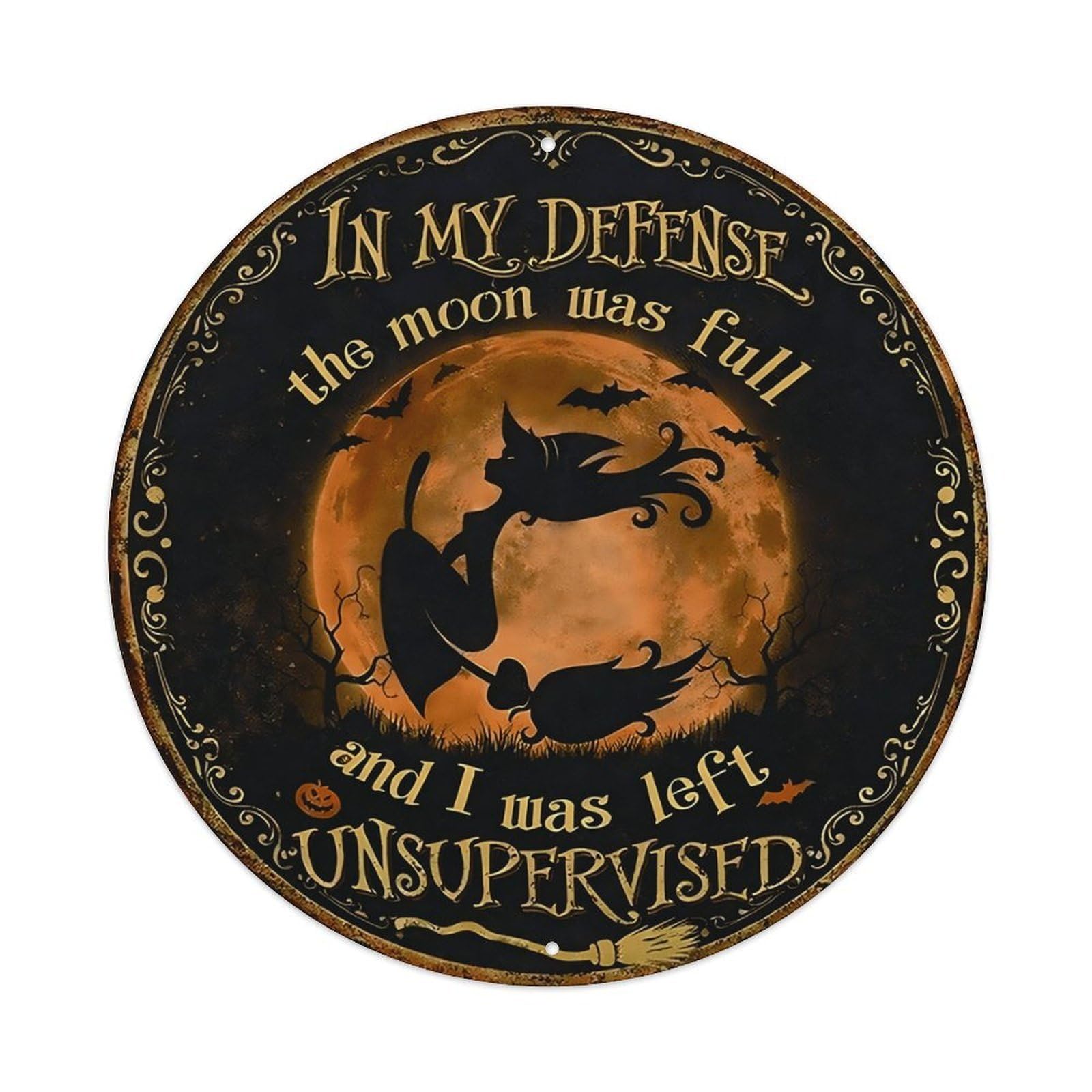 Full Moon Witch Aluminium Sign 20x20cm