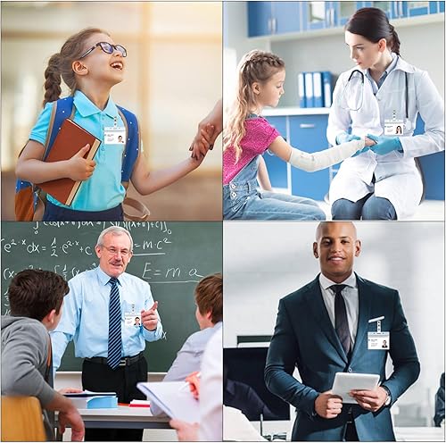 Miniatura 6 de Paquete de 10 portatarjetas de identificación con clip de metal para tarjetas de identificación, soporte de plástico para tarjetas de identificación