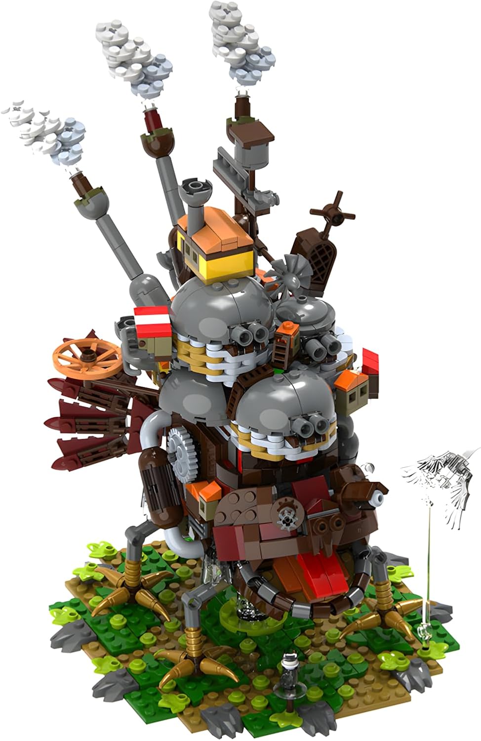 Magic Mobile Castle Building Set, Fire Spirit & Enchanted Bricks Toy for Japanese Anime Enthusiasts, Compatible with Major Brand, Collectible Model for Anime Fans 2025 Dark Brown Castle with Manual