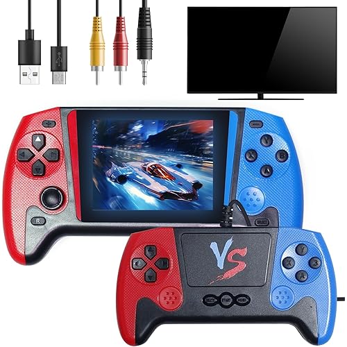 Retro Handheld Game Console for Kids Adults, Retro Gaming Console with Gamepad for 2 Players, Built-in 500 Classic Games, 3.5" LCD Screen, Portable Game Console with Rechargeable Battery, TV Connect