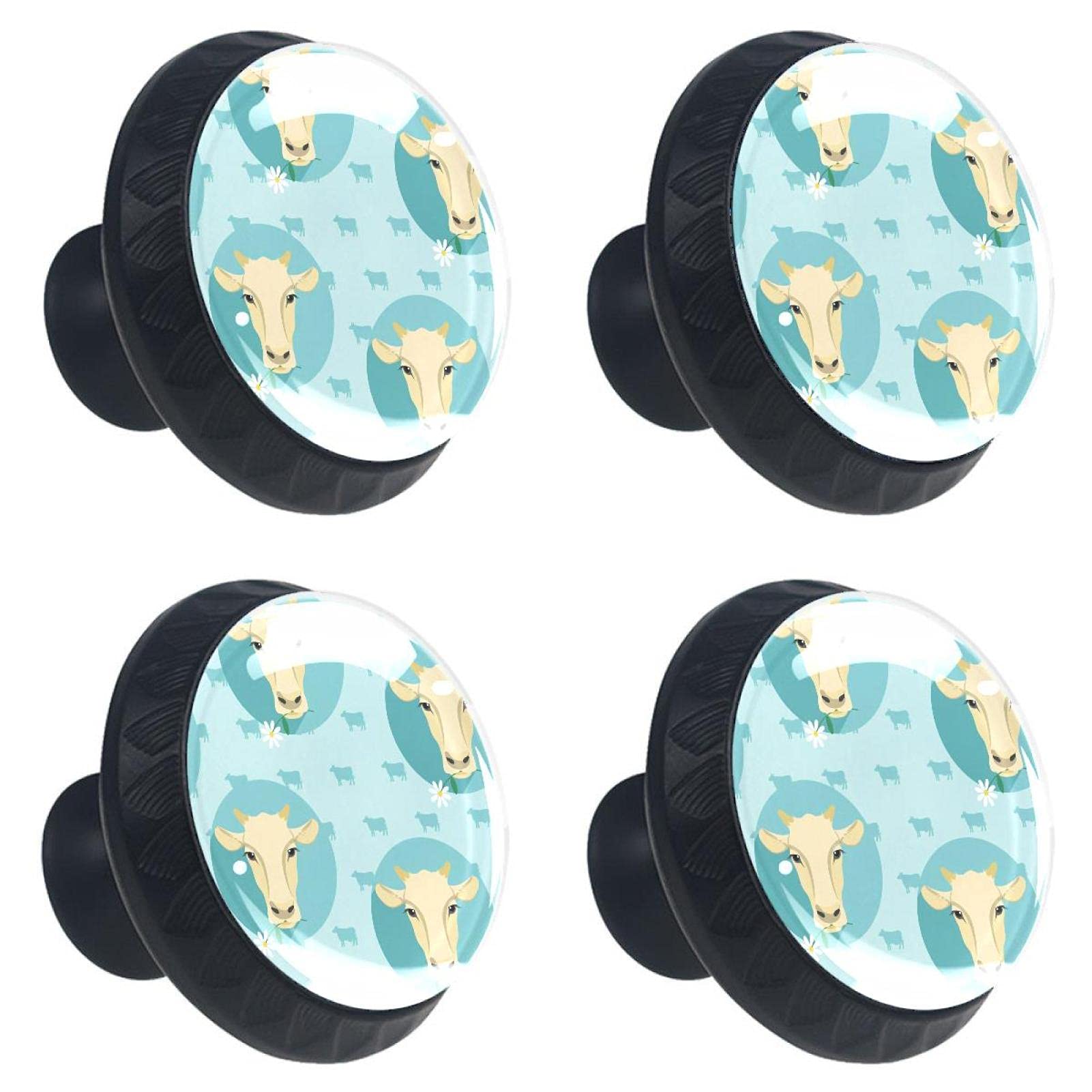 Lot de 4 boutons de tiroir tête de vache en cristal 30 mm pour armoire