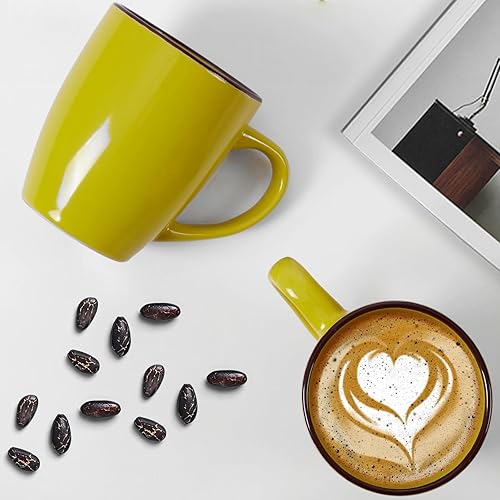 Miniatura 3 de Juego de 6 tazas de café de 12 onzas con mango grande, tazas modernas con asa para té, café con leche, cacao capuchino, aptas para lavavajillas y