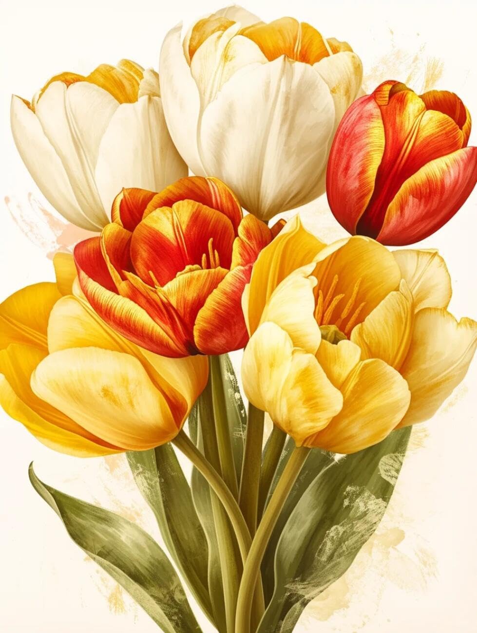 RKFLGEW Flowers 14CT Stamped Cross Stitch Kits Tulip Bouquet Cross-Stitch Kits for Beginner Or Adults,DIY Easy Counted Needlework Embroidery Set Home Decoration 40x50cm