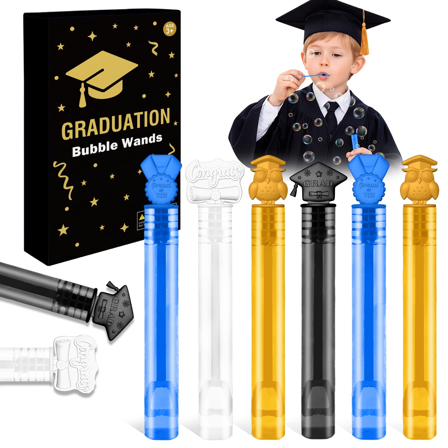 Leetous Graduation Mini Bubble Wands Party Favors (64 Pack)