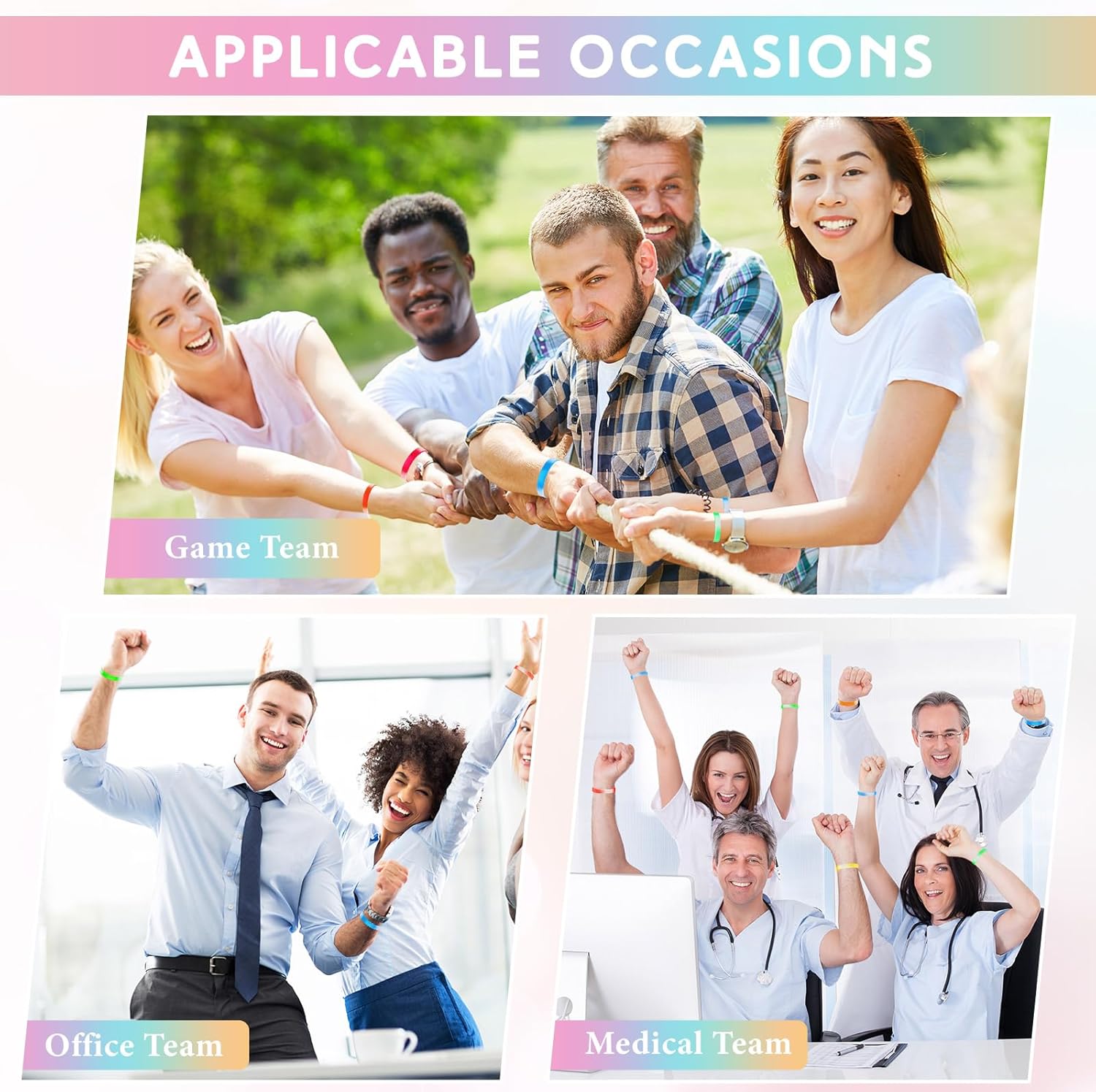 Liliful 100 Pcs Silicone Rubber Wristbands Rubber Wristband Bracelet Bands for Silicone Wristbands for Women Men(Multicolor) - Image 4