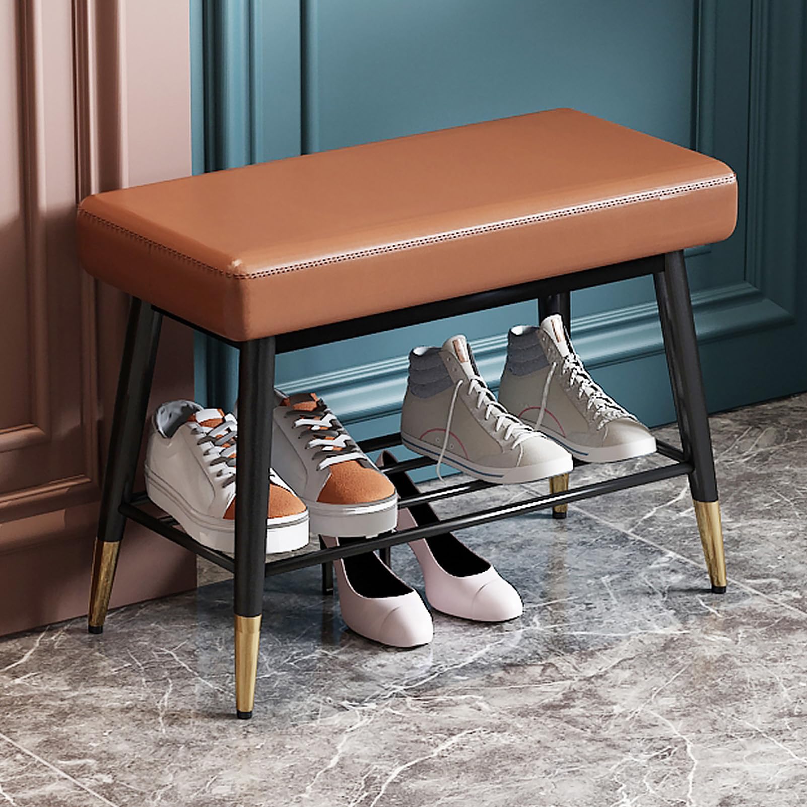 Banc à chaussures d'entrée pour un couloir moderne et propre
