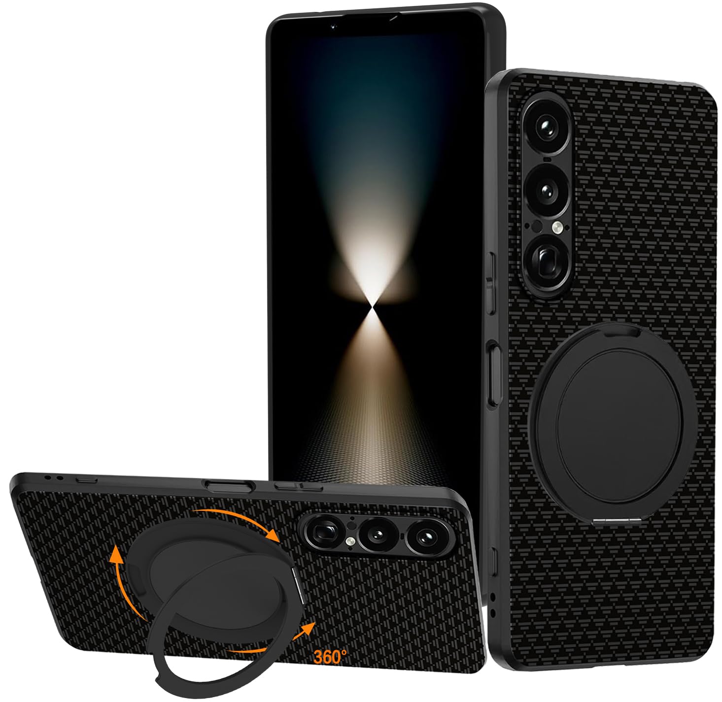 Sony Xperia 1 VI Case, MagSafe Compatible, Ring 360° Rotating Stand Function, Supports Both Vertically and Horizontally, Anti-Slip, TPU Material, Thin, Lightweight, Anti-Fingerprint, Anti-Yellowing